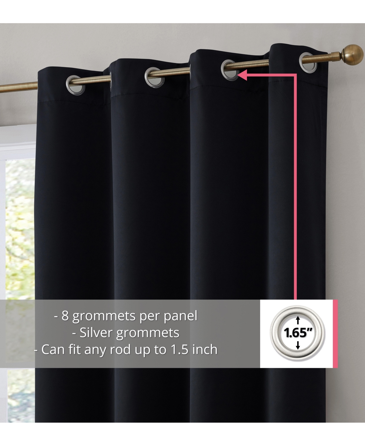 Hlc.me Dakota 100% Complete Blackout Lined Drapery with Double Layer Thermal Insulated Energy Efficient Window Curtain Grommet Panels for Bedroom & Li