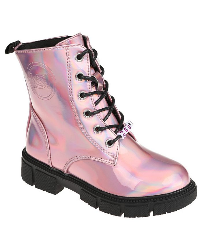Bebe Big Girls Comfy Lace Up Combat Round Toe Mid Calf Boots with