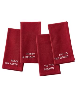 Joyful Sentiment Embroidered Napkins, Set of 4, 17" x 17"