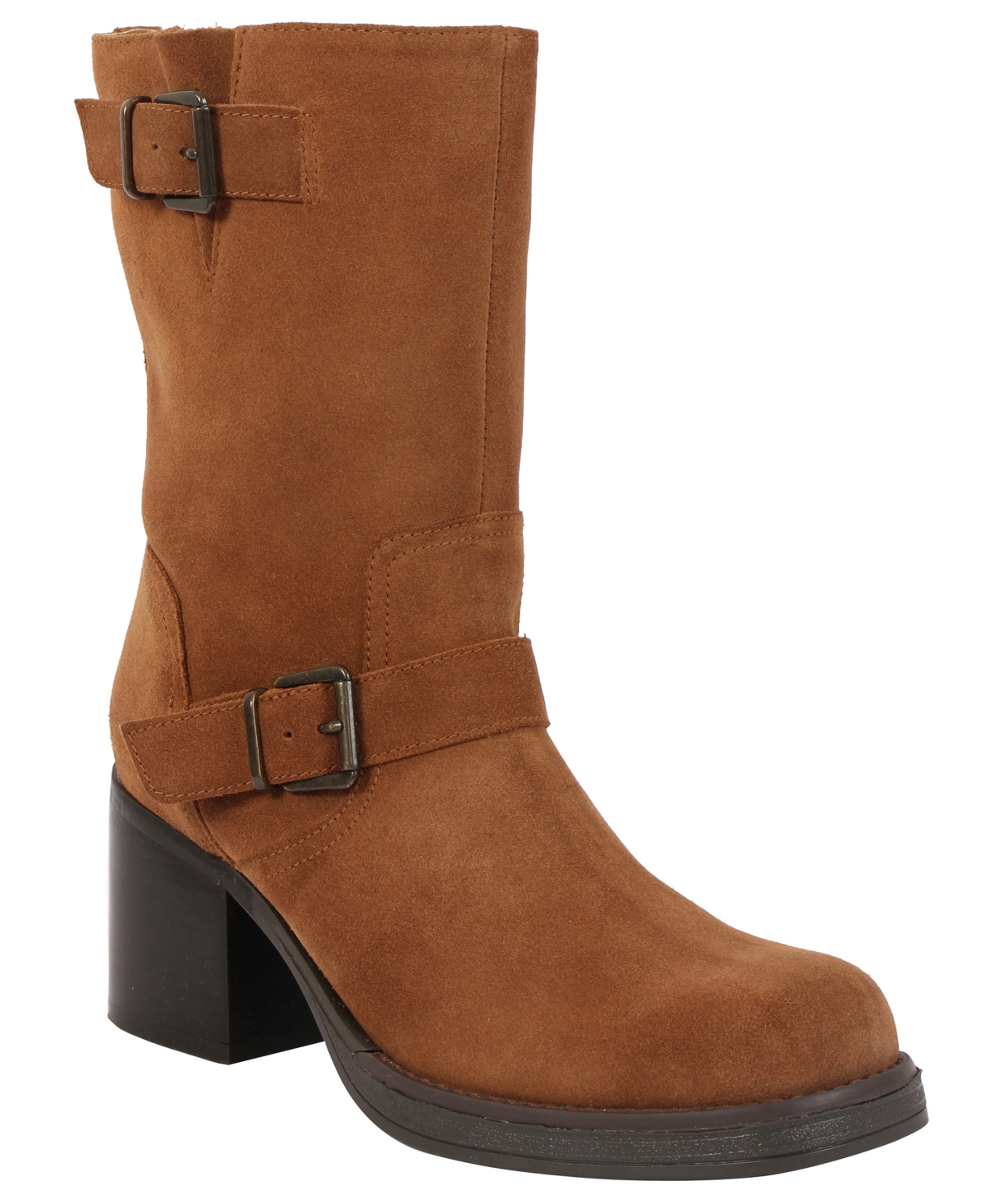 Kenneth Cole New York Women's Janice Block Heel Boots - Tobacco - Suede