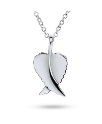 Amulet Feathered Heart Guardian Angel Wing Pendant Necklace Sterling Silver Small