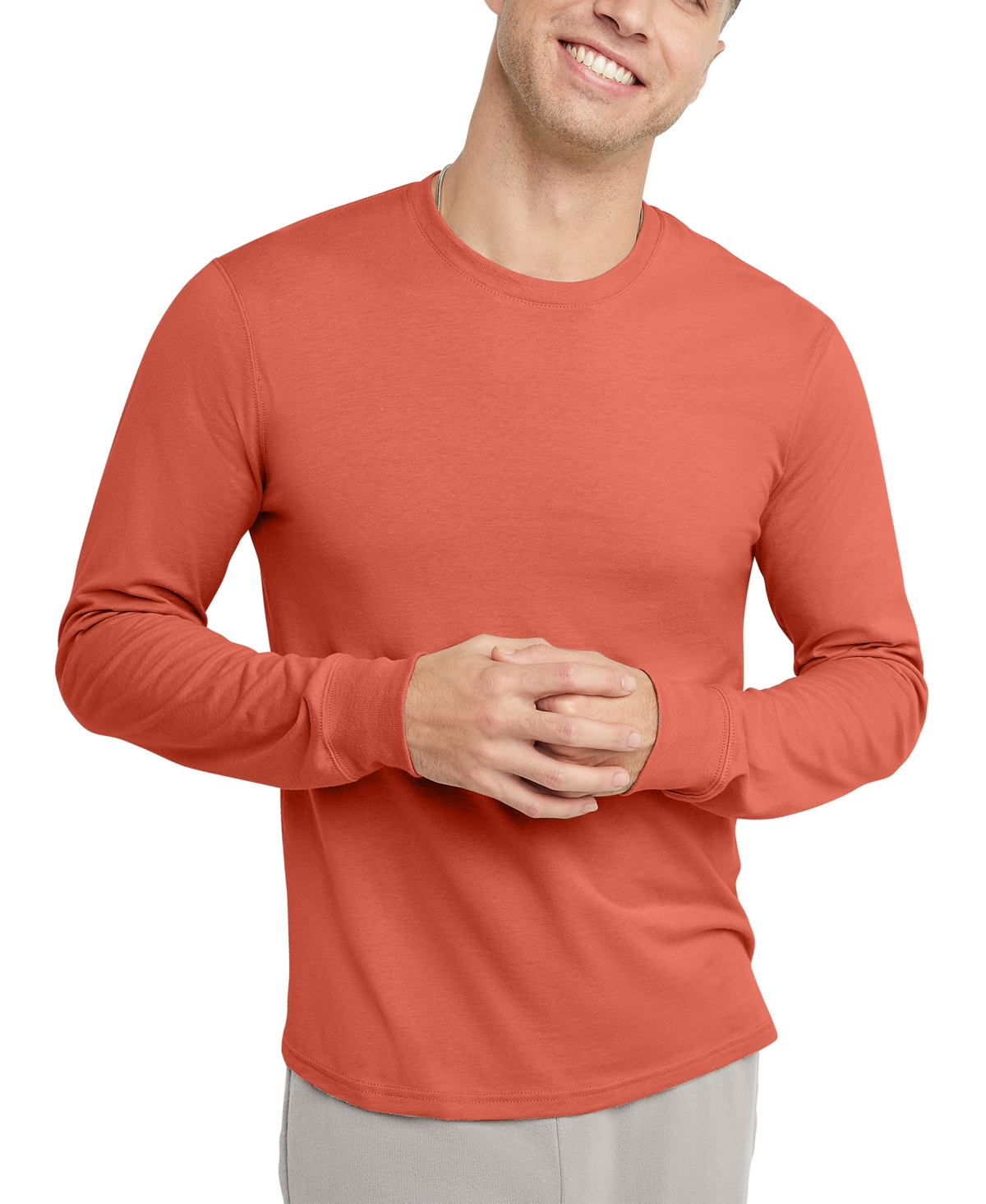 Men's Hanes Originals Cotton Long Sleeve T-shirt - Red River Clay