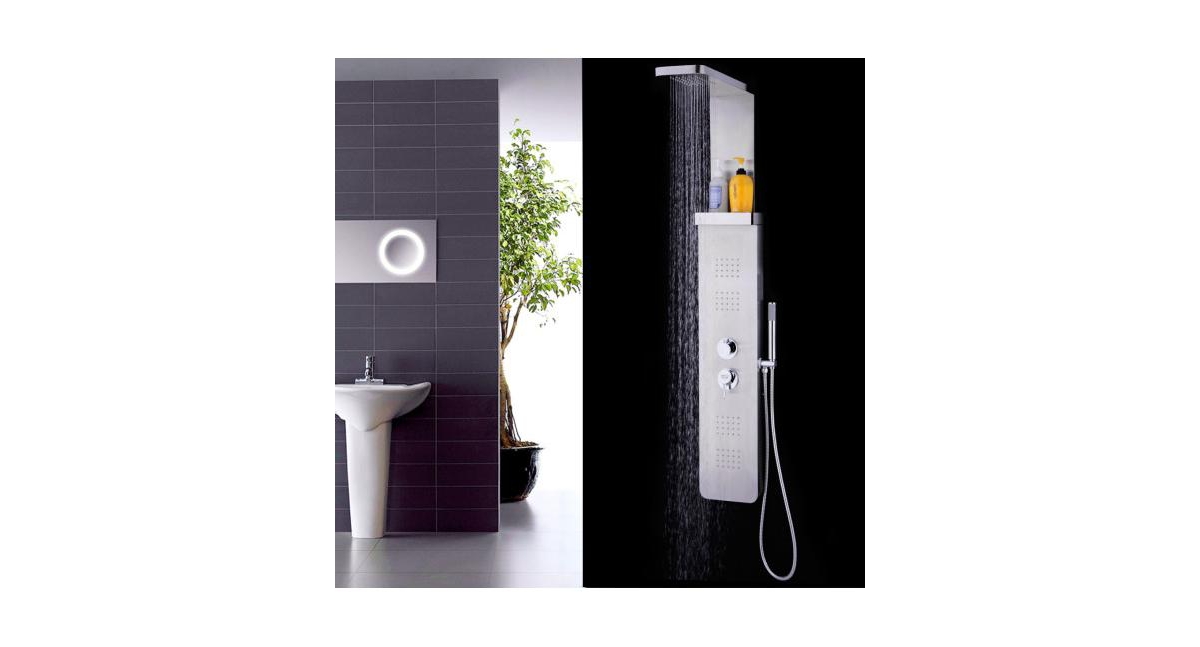 Slickblue Stainless Steel Shower Panel with Massage Jets and Hand Shower