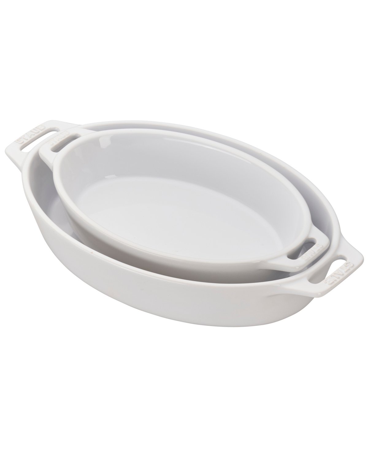 Staub Ceramic 2 Piece Oval Baking Dish Set In White