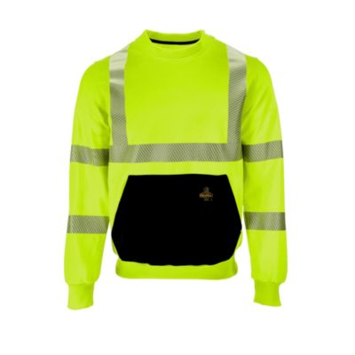 Men's HiVis Crewneck Sweatshirt - High Visibility Work Pullover, Warm Safety Sweatshirt