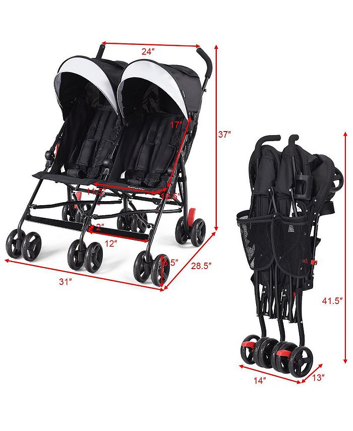 Slickblue Foldable Twin Baby Double Stroller Ultralight Umbrella Kids Stroller Macy's