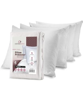Circles Home 100% Cotton Pillow Protector with Zipper – White (4 Pack)