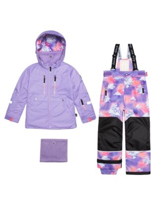 One Piece Lavender Snowsuit With Unicorns In The Cloud Print