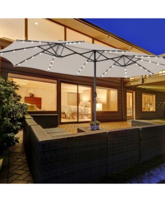 Double-Sided Patio Umbrella with 48 LED Lights for Evening Outdoor Shade