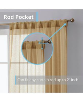 Lauren Semi Sheer Light Filtering Transparent Pocket Top & Back Tab Lightweight Window Curtains Drapery Panels Bedroom & Living Room, 2 Panels