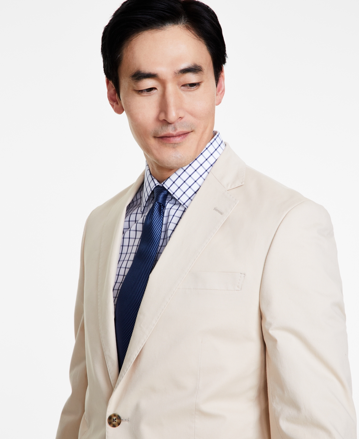 B by Brooks Brothers Men's Classic-Fit Stretch Solid Suit Jacket -khaki