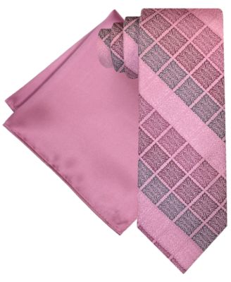 Steve Harvey - Men's Ornate Block Tie & Solid Pocket Square Set