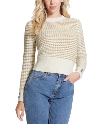 GUESS - Women's Georgie Waffle-Knit Crewneck Sweater