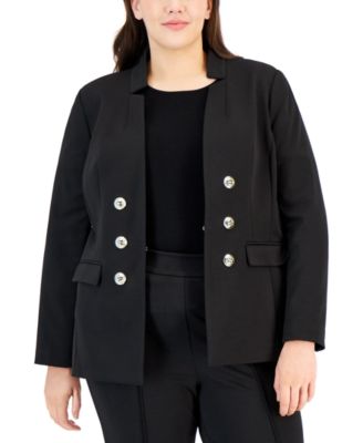 Plus Size Ponte Faux-Double-Breasted Blazer 