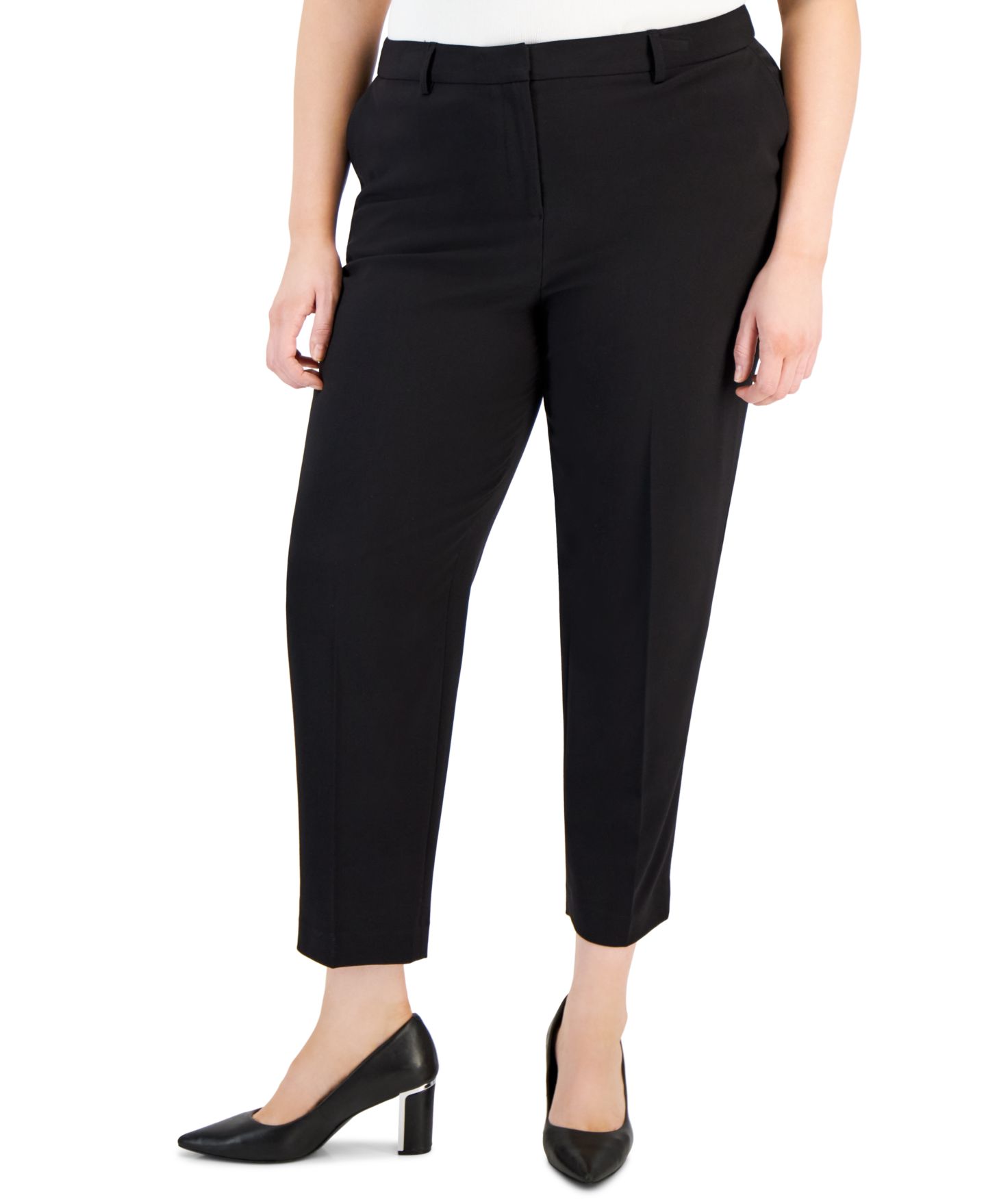 Женские брюки Tahari ASL Plus Size Shannon Mid-Rise Ankle, цвет: Чёрный — фото 1