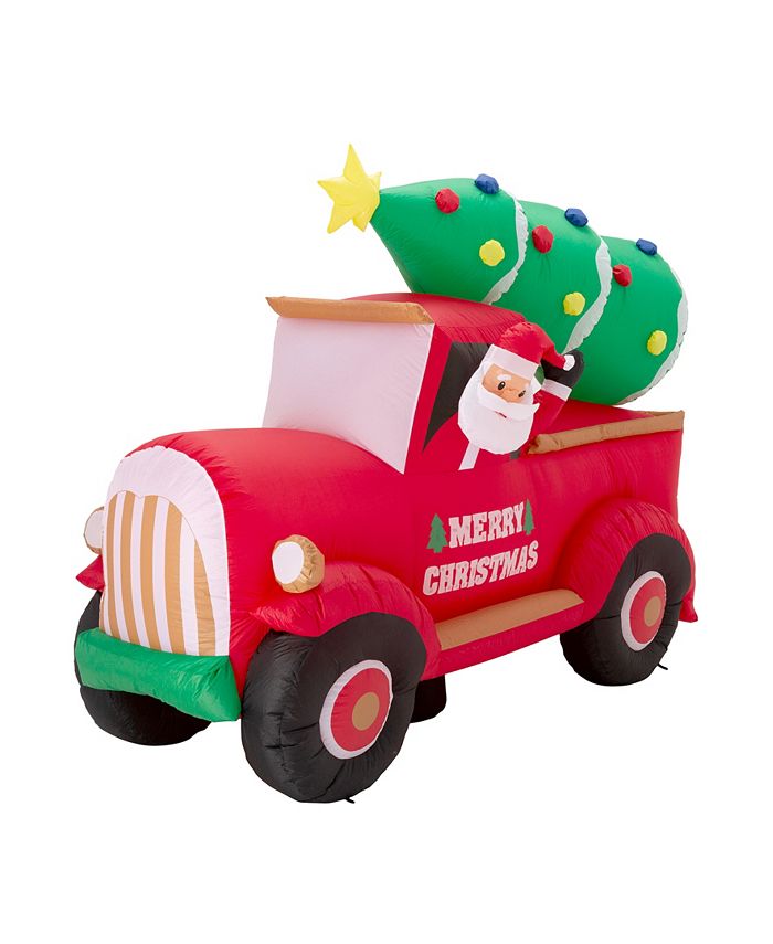 Glitzhome 7' Santa Claus on Pick Up Truck Inflatable Decor Macy's