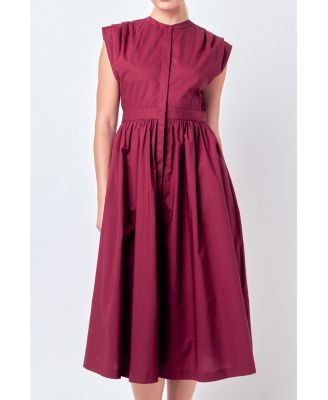 strapless open back dress Striped Pleated Midi Dress – English Factory main image 0