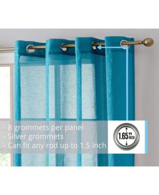 Sierra Burlap Flax Linen Semi Sheer Privacy Light Filtering Transparent Window Grommet Thick Curtains Panels, Set of 2