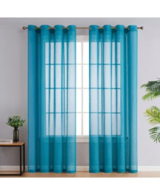 Sierra Burlap Flax Linen Semi Sheer Privacy Light Filtering Transparent Window Grommet Thick Curtains Panels, Set of 2