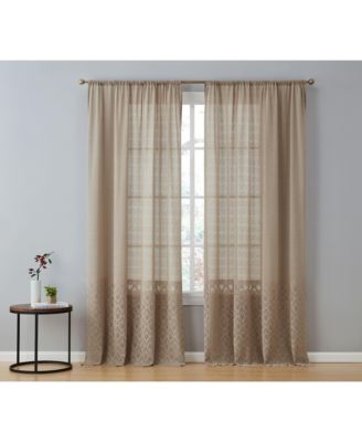 Monaco Premium Soft Decorative Ombre Lace Semi Sheer Light Filtering Rod Pocket Window Treatment Curtain Drapery Panels for Bedroom & Living Room - Set of 2 Panels