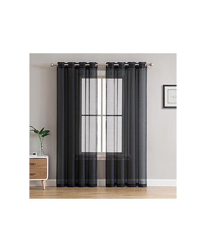 HLC.me 2 Piece Semi Sheer Voile Window Curtain Drapes Grommet Panels for Bedroom, Living Room