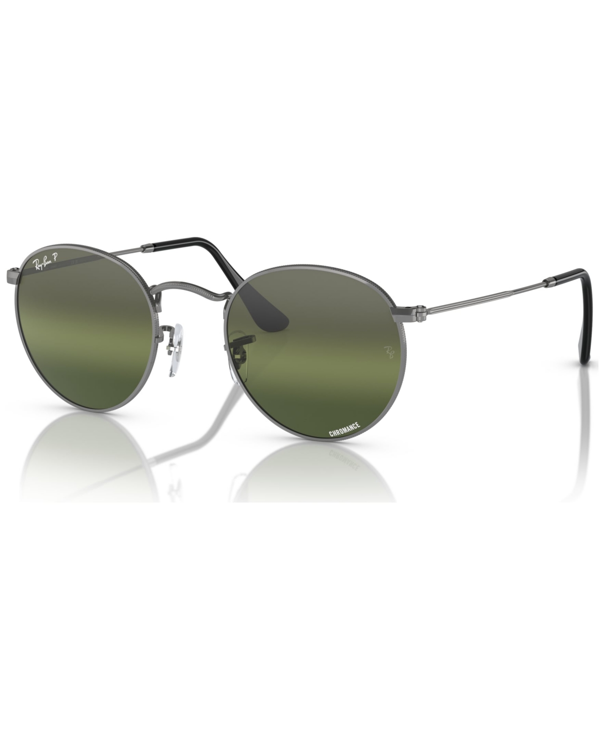 Shop Ray Ban Men's Round Metal Chromance Polarized Sunglasses, Mirror Gradient Rb3447 In Gunmetal