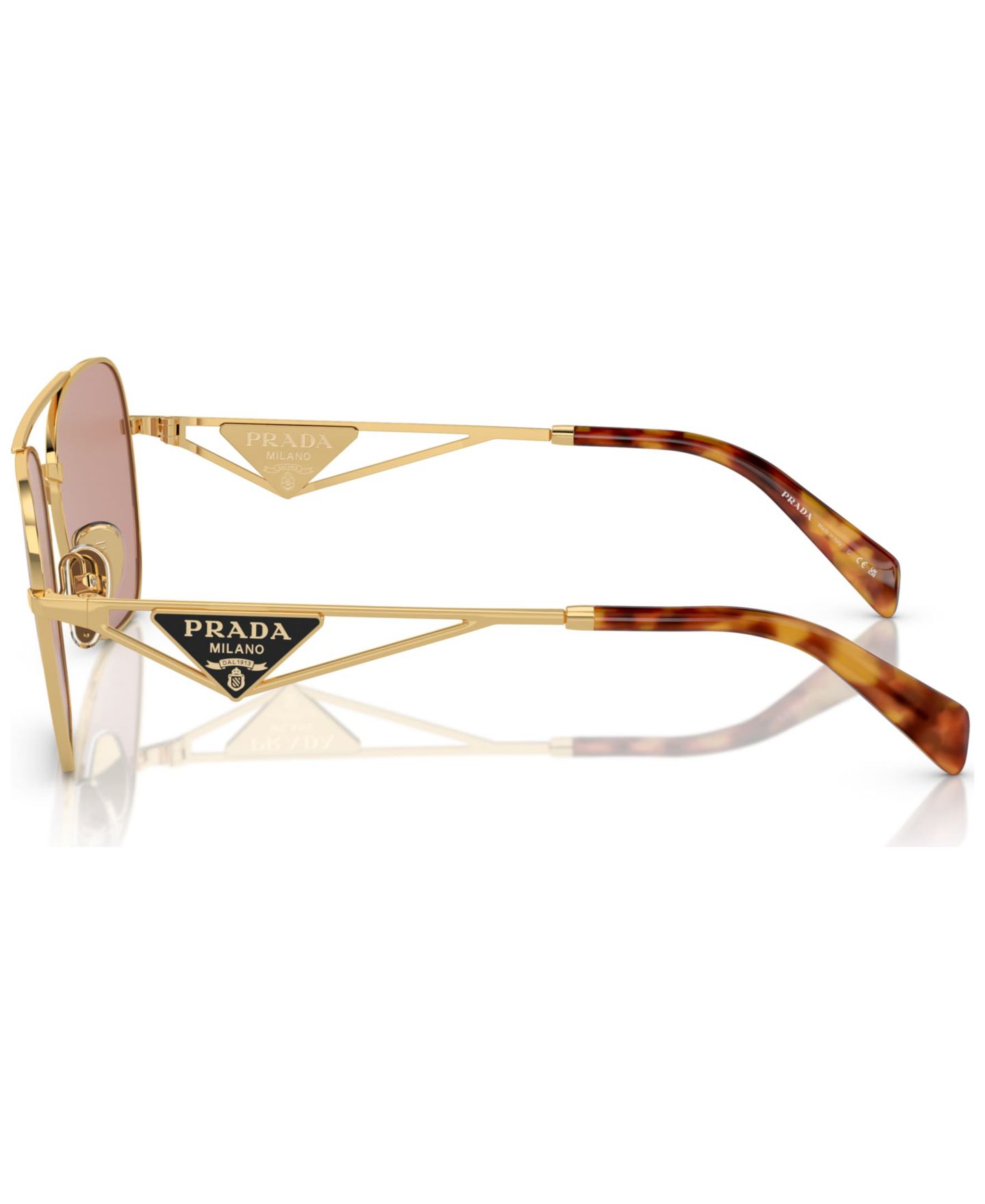 Женские солнцезащитные очки PRADA Symbole Round Sunglasses, PR A50S, цвет: Золотой / Разноцветный — фото 3