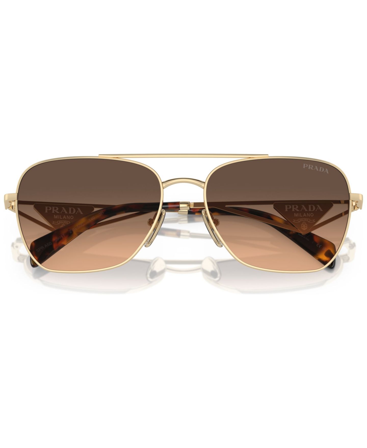 Женские солнцезащитные очки Prada Rectangular Sunglasses, Gradient PR A50S, цвет: Бледный золотой — фото 4
