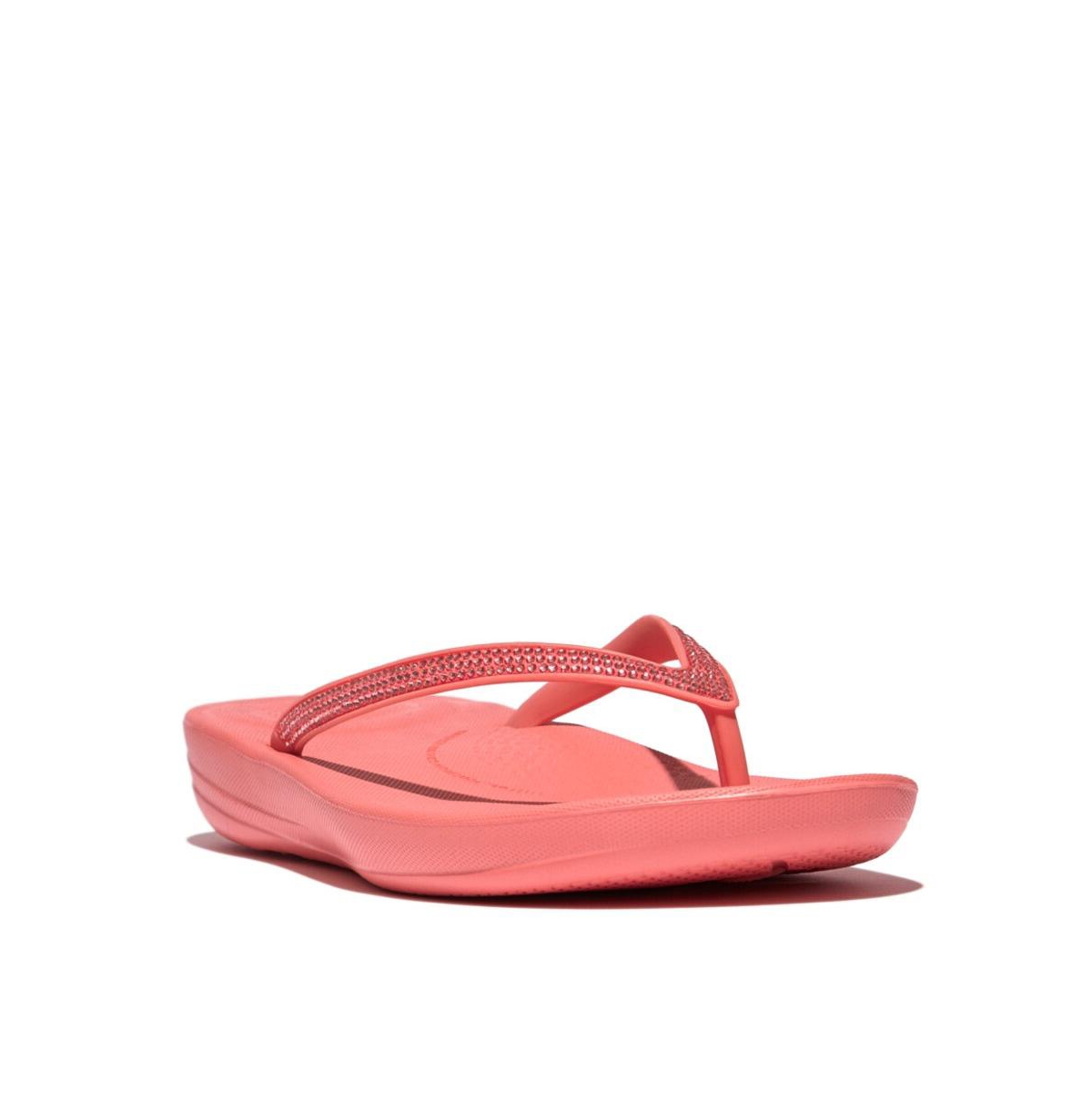 Shop Fitflop Women's Iqushion Sparkle Flip-flop Sandal In Rosy Coral