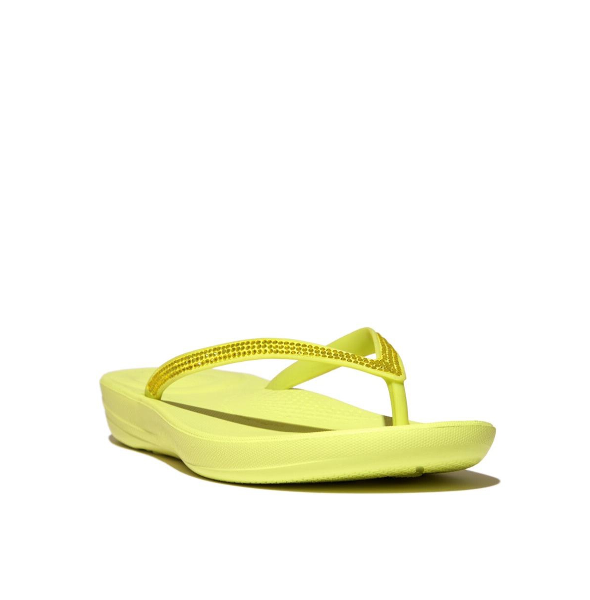 Shop Fitflop Women's Iqushion Sparkle Flip-flop Sandal In Sunny Lime