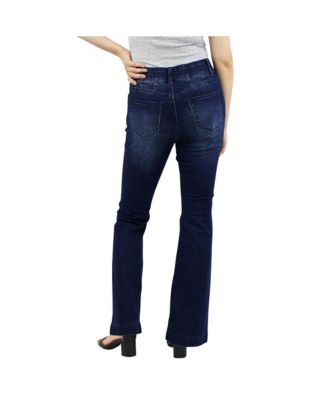  Women's Dark Wash Tummy Control Bootcut with Front Pocket Seam detail Jeans
