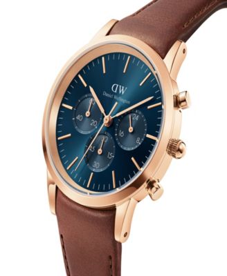 Men's Iconic Chronograph Saint Mawes Brown Leather Watch 42mm