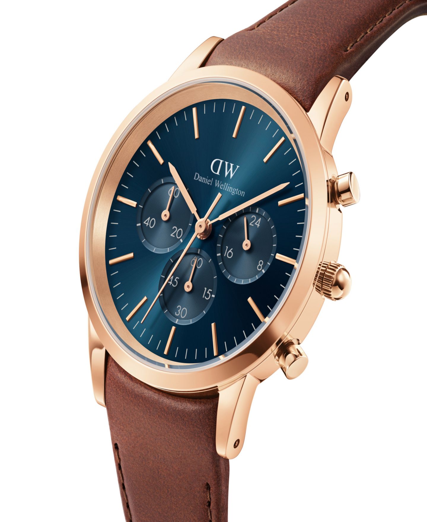 Мужские часы Daniel Wellington Iconic Chronograph Saint Mawes Brown Leather 42mm — фото 2