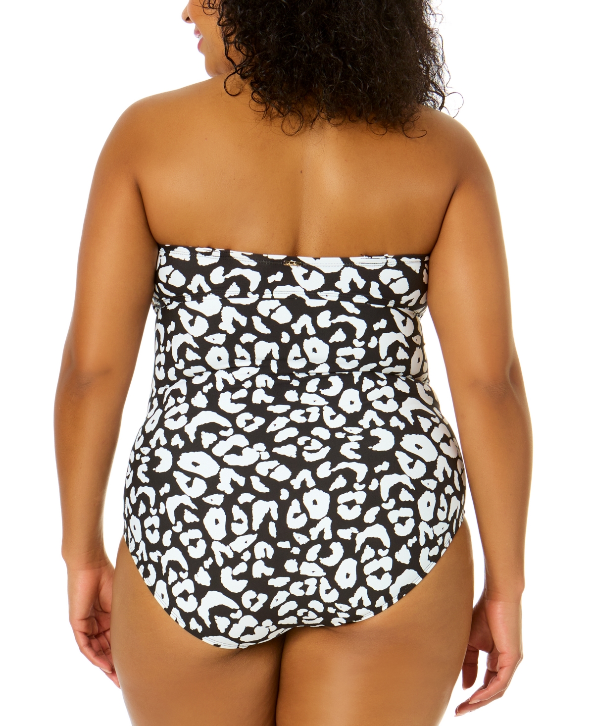 Shop Anne Cole Plus Size Crossover Bandeau Ruched One Piece In Wild Cat