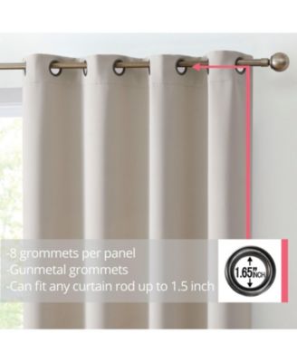 Oxford Room Darkening Curtains for Bedroom, Noise Reduction Thermal Insulated Window Curtain Grommet Panels, Set of 2