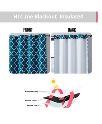 Lattice Print Drape Blackout Curtains Pattern - Weather Insulated Curtains, Sun Blocking Window Treatment Draperies for Living Room - Set of 2