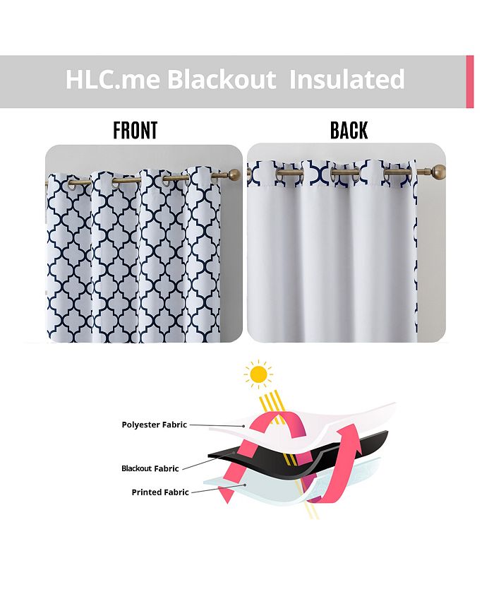 HLC.me Lattice Print Drape Blackout Curtains Pattern Weather