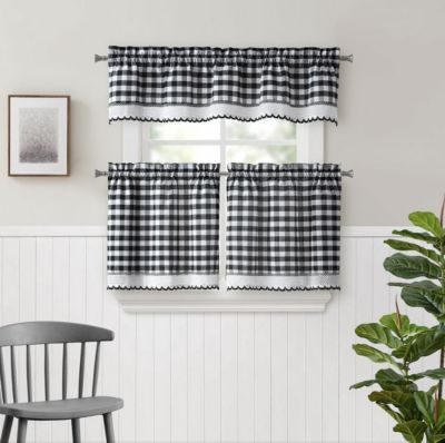 thumbnail image 2 of Kate Aurora Blair Farmhouse Black & White Buffalo Plaid Shower Curtain, 72x72, Cotton Blend 2 of 6