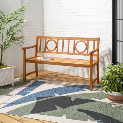 Apollo 51.2" 3-Seat Circle-Back 600-Lbs Support Acacia Wood Outdoor Garden Patio Bench