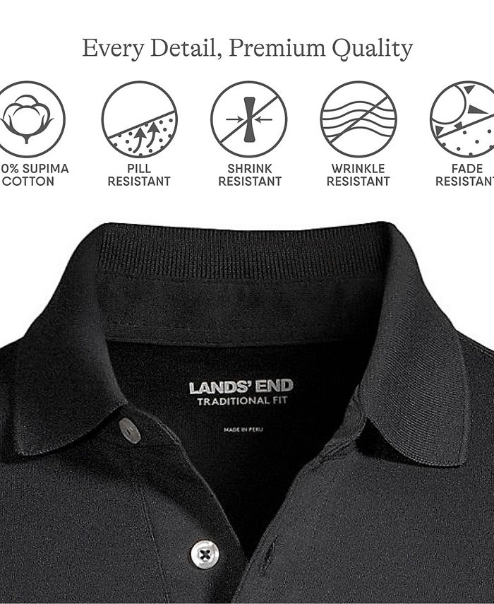 Lands' End Men's Big & Tall Long Sleeve Supima Interlock Polo Shirt Macy's