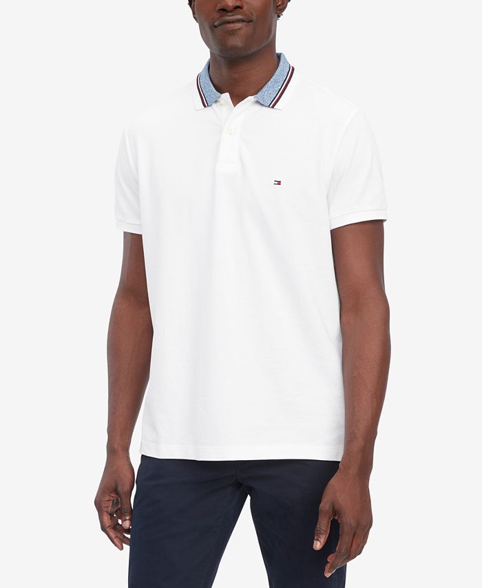 Tommy Hilfiger Men's Regular-Fit Mouline Collar Piqué Polo Shirt - Macy's