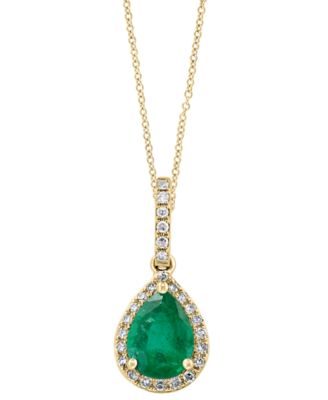EFFY&reg; Emerald (7/8 ct. t.w.) & Diamond (1/8 ct. t.w.) 18" Pendant Necklace in 14k Gold
