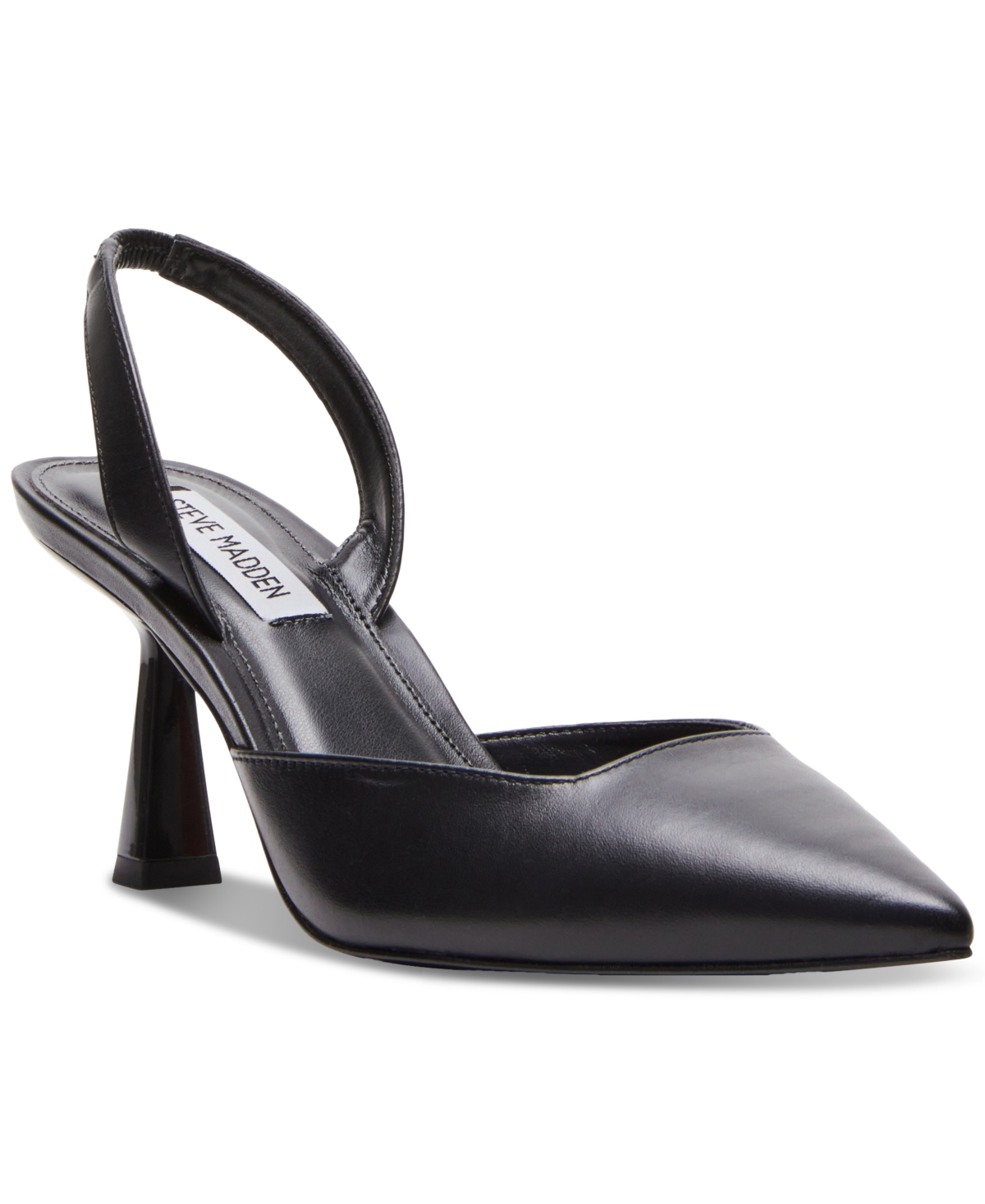 Steve Madden Women's Finlee Pointed-toe Kitten-heel Slingback Pumps In Black Leather