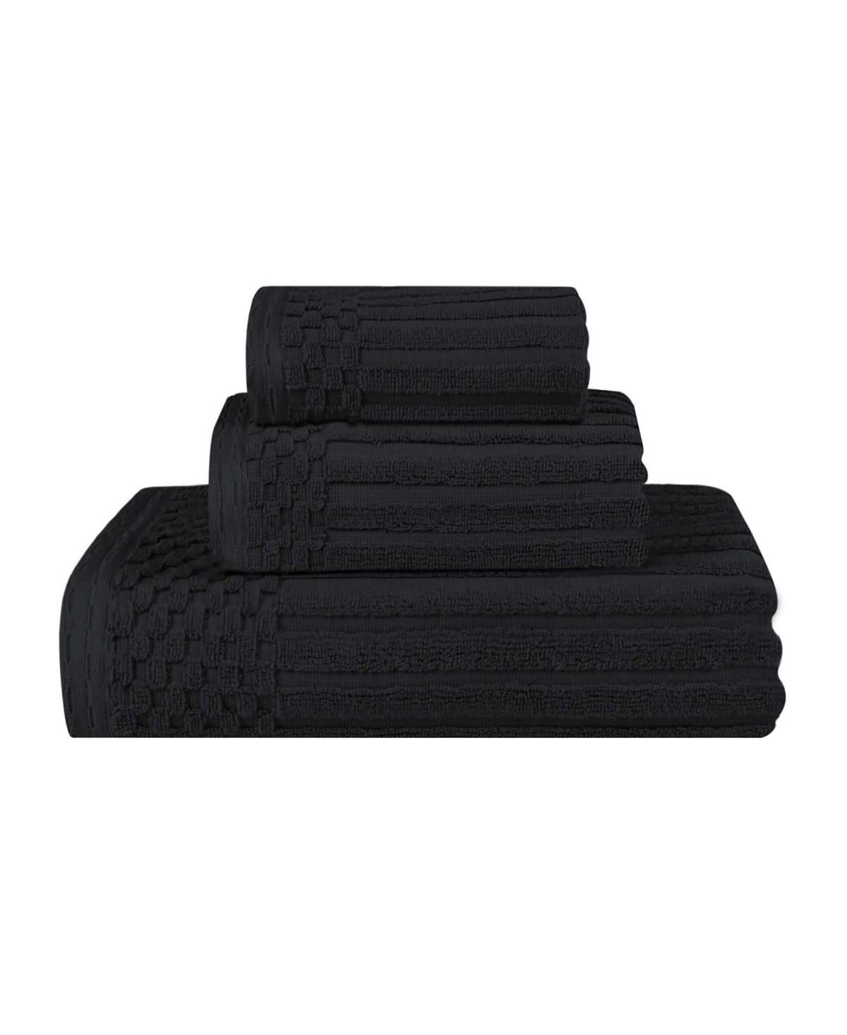 Superior Soho Checkered Border Cotton Ribbed Textured Ultra-Absorbent Towel,