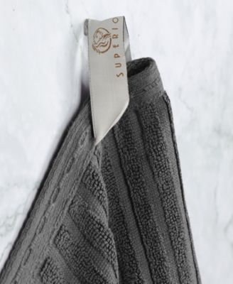 Soho Checkered Border Cotton Ribbed Textured Ultra-Absorbent Towel, 3 Piece Set