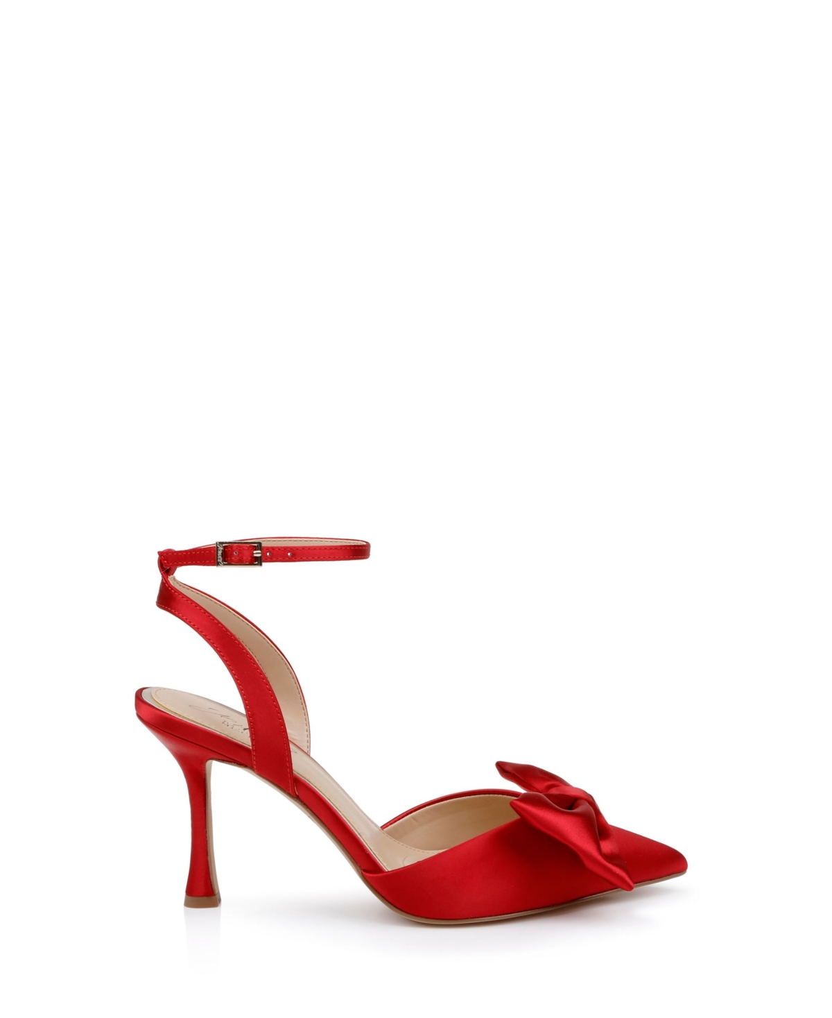 Jewel Badgley Mischka Yanna Pointed Toe Pump In Champagne Satin