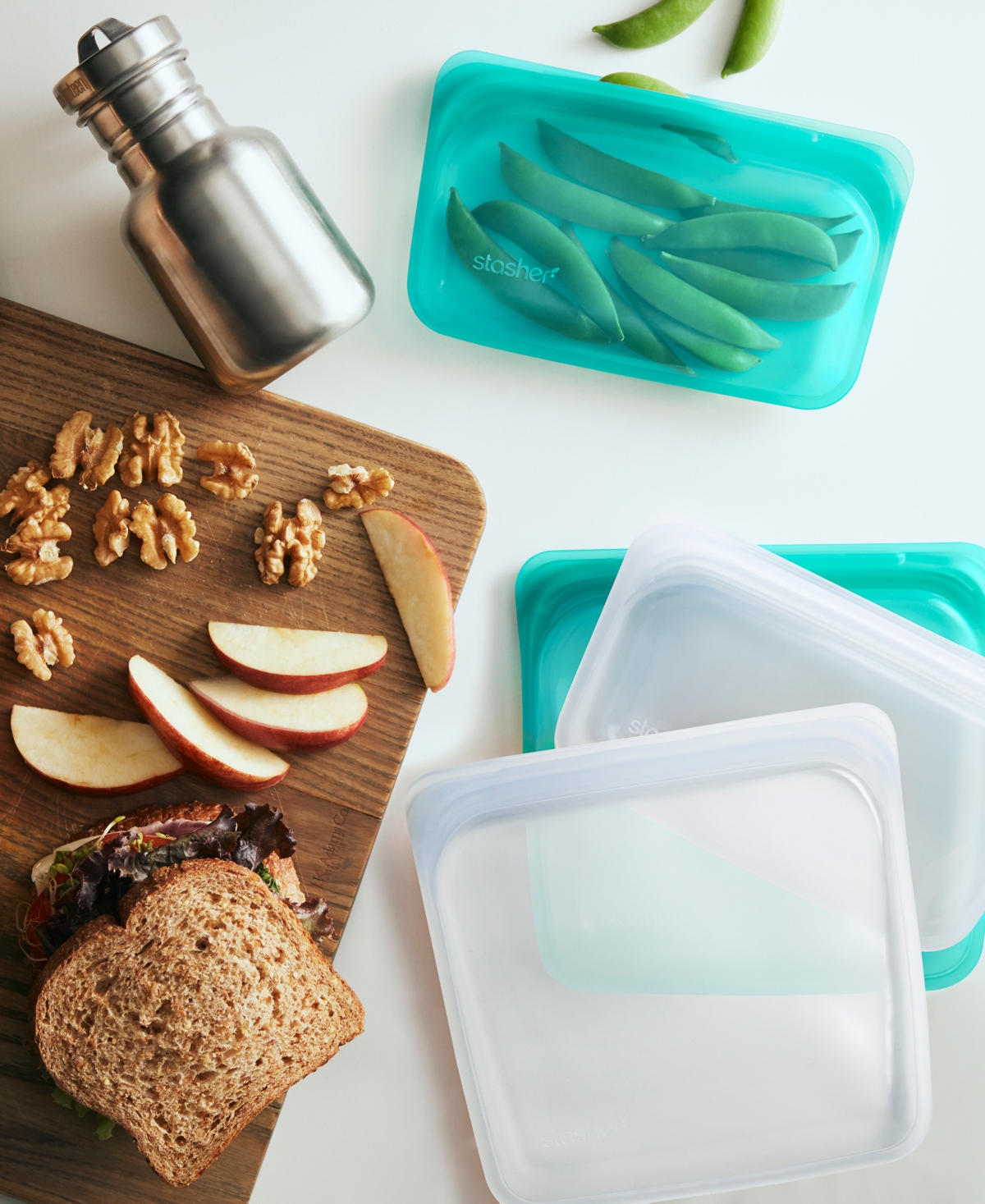 Stasher 28 fl oz Sandwich Bag, 2 Pack - Clear And Aqua