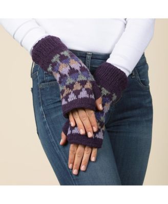 Women s Artisan Hand-Knit Jaya Harlequin Wool Half Mitten
