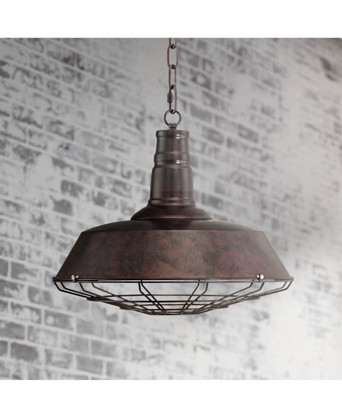 Franklin Iron Works Tiedra Rust Bronze Pendant Lighting Fixture 18 1/4" Wide Farmhouse Industrial Rustic Cage For Dining In Brown
