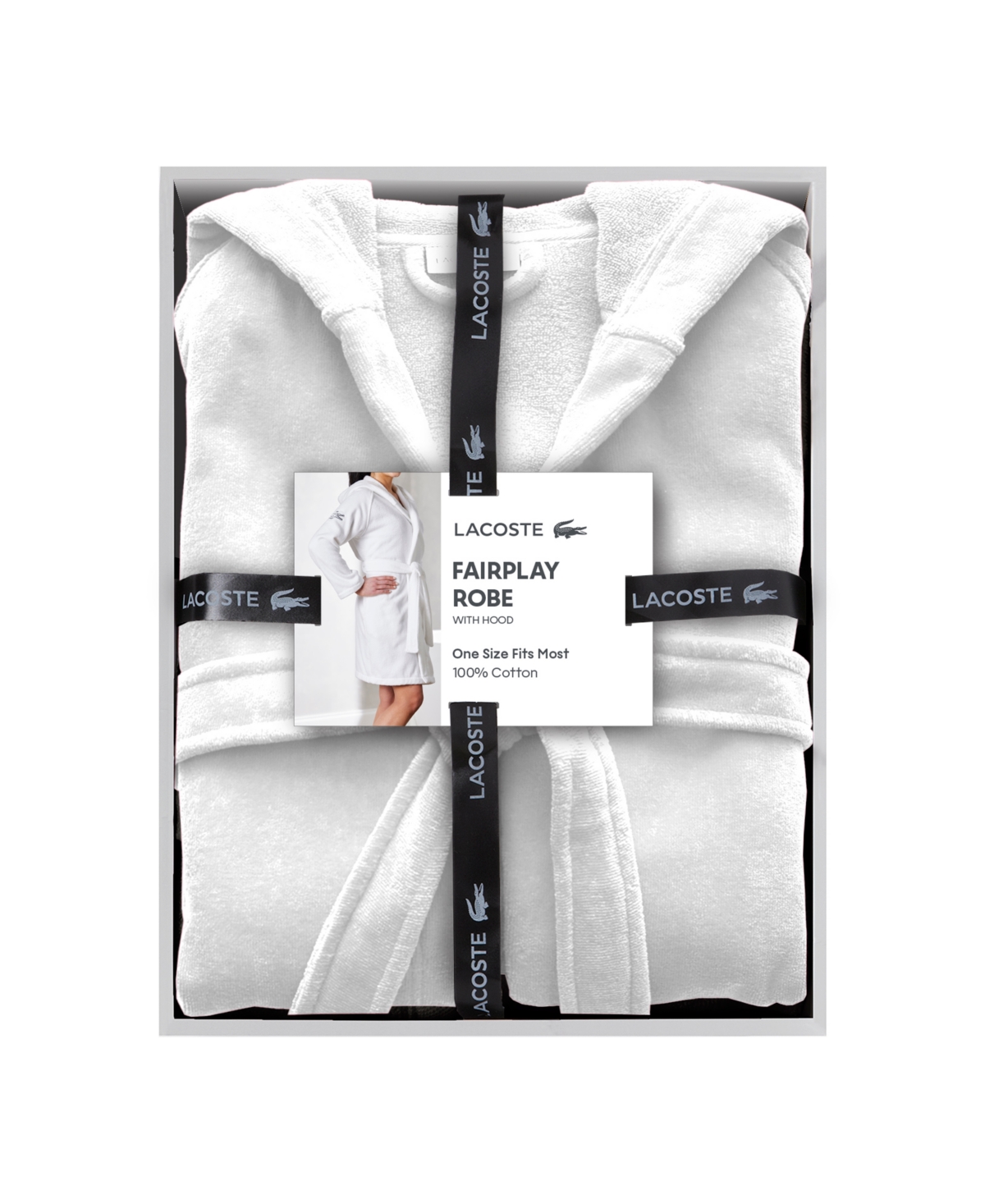 LACOSTE HOME FAIRPLAY COTTON BATH ROBE 